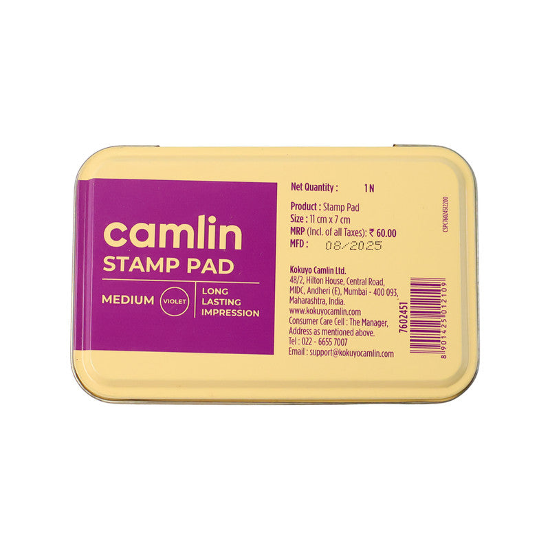 Camlin Medium Metal Stamp Pad – Violet Ink Stamp Pad for Clear & Long-Lasting Impressions