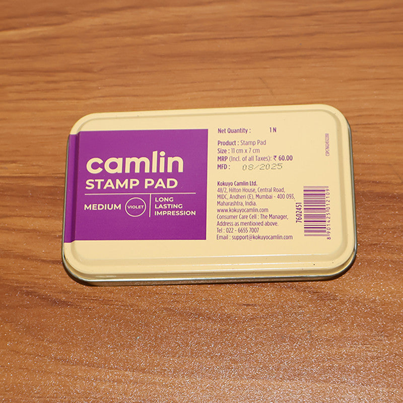Camlin Medium Metal Stamp Pad – Violet Ink Stamp Pad for Clear & Long-Lasting Impressions