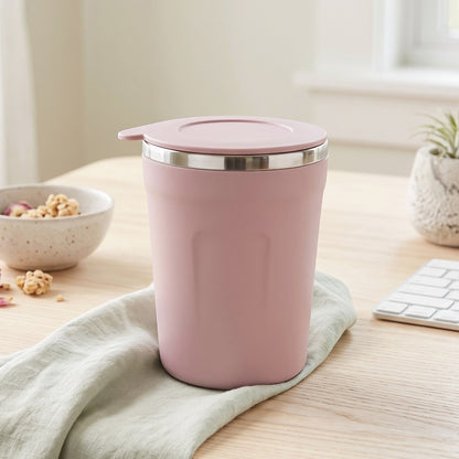 Apex Cozy Coffee Mug 450 ML with Lid and Steel Rim for Desk Use (1 Pc)