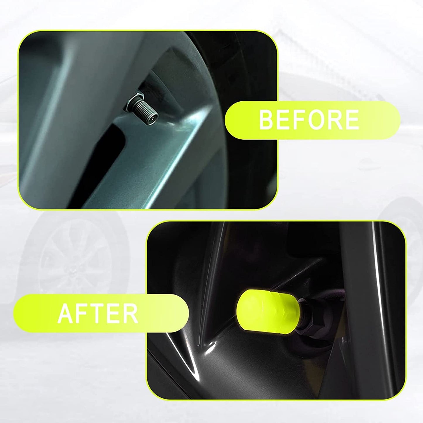 Luminous Tyre Valve Caps – Glow-in-the-Dark Air Stem Covers (4 Pcs / Mix Colour)