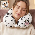 U-Shaped Travel Neck Pillow, Cute Cow Print Soft Plush Pillow for Travel (1 Pc)