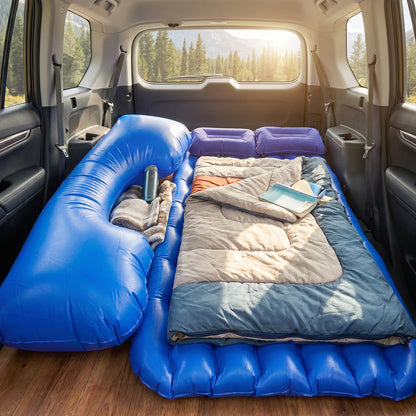 Inflatable car mattress for rear seat comfort
