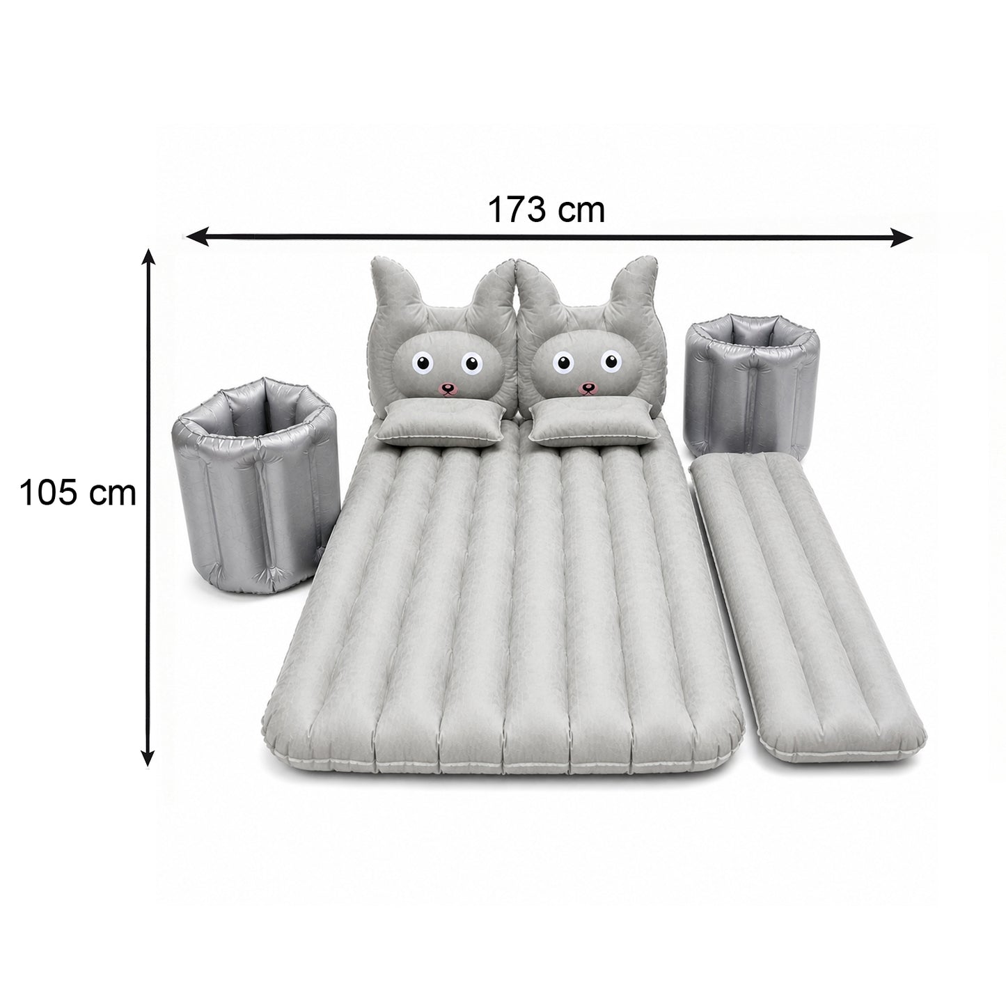 Folded inflatable car mattress for easy storage