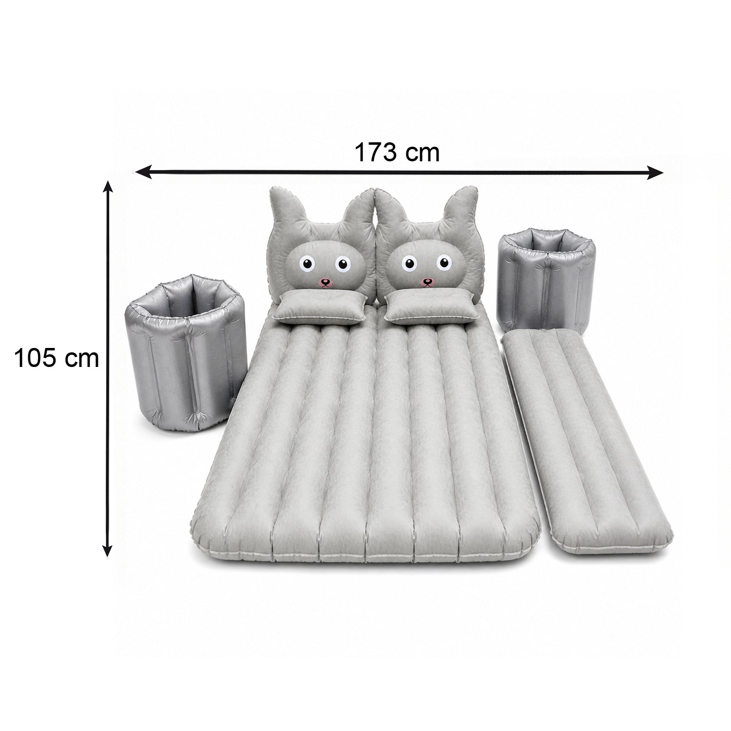 Folded inflatable car mattress for easy storage