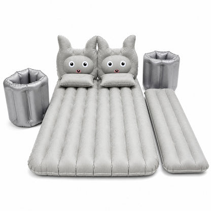 Close-up of car air mattress material and pump