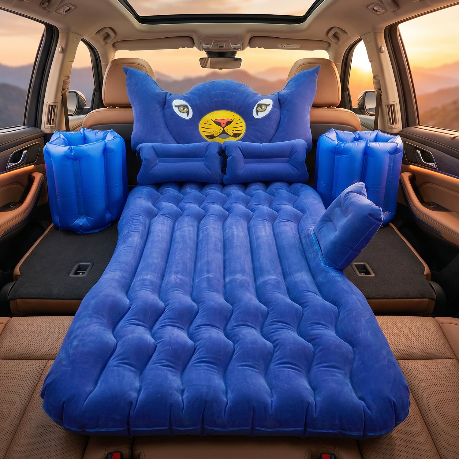 Inflatable Car Bed Set with Pump and Cushions