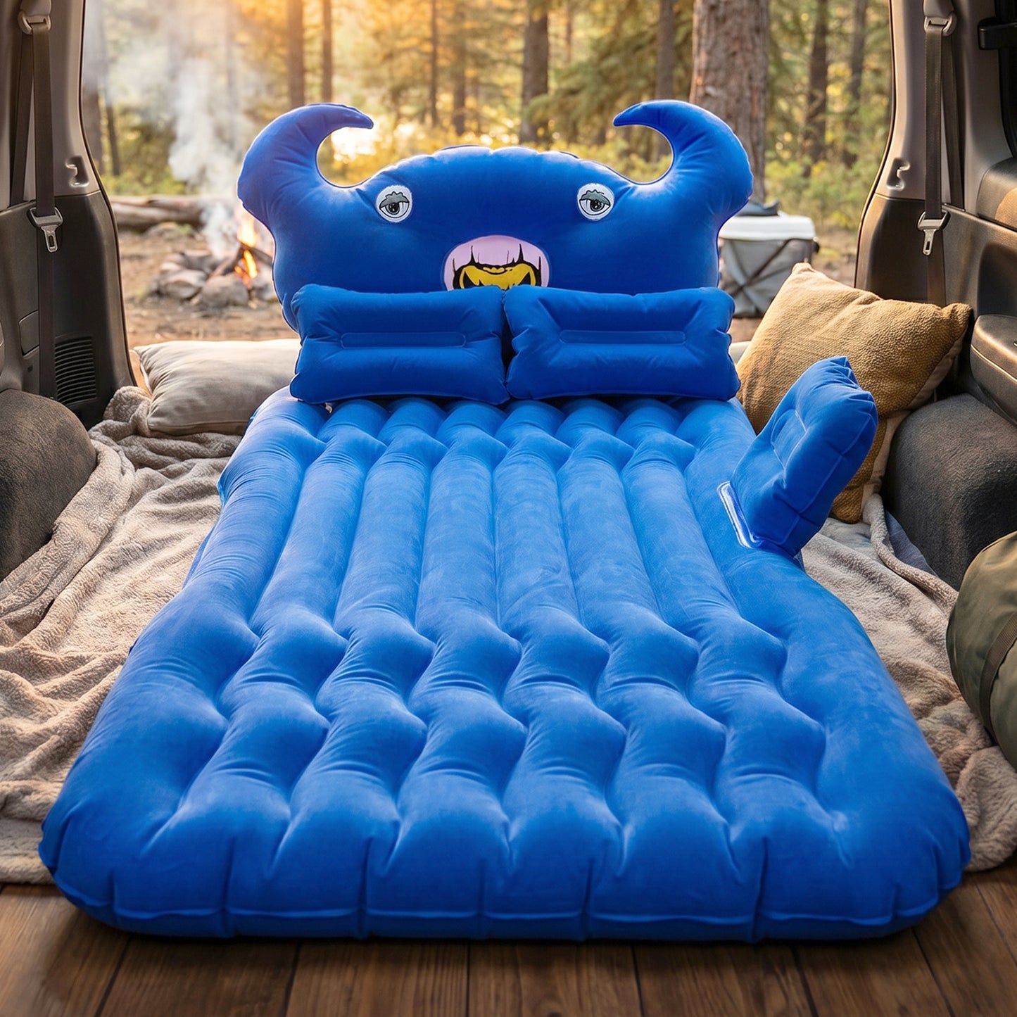Compact foldable car air mattress packed