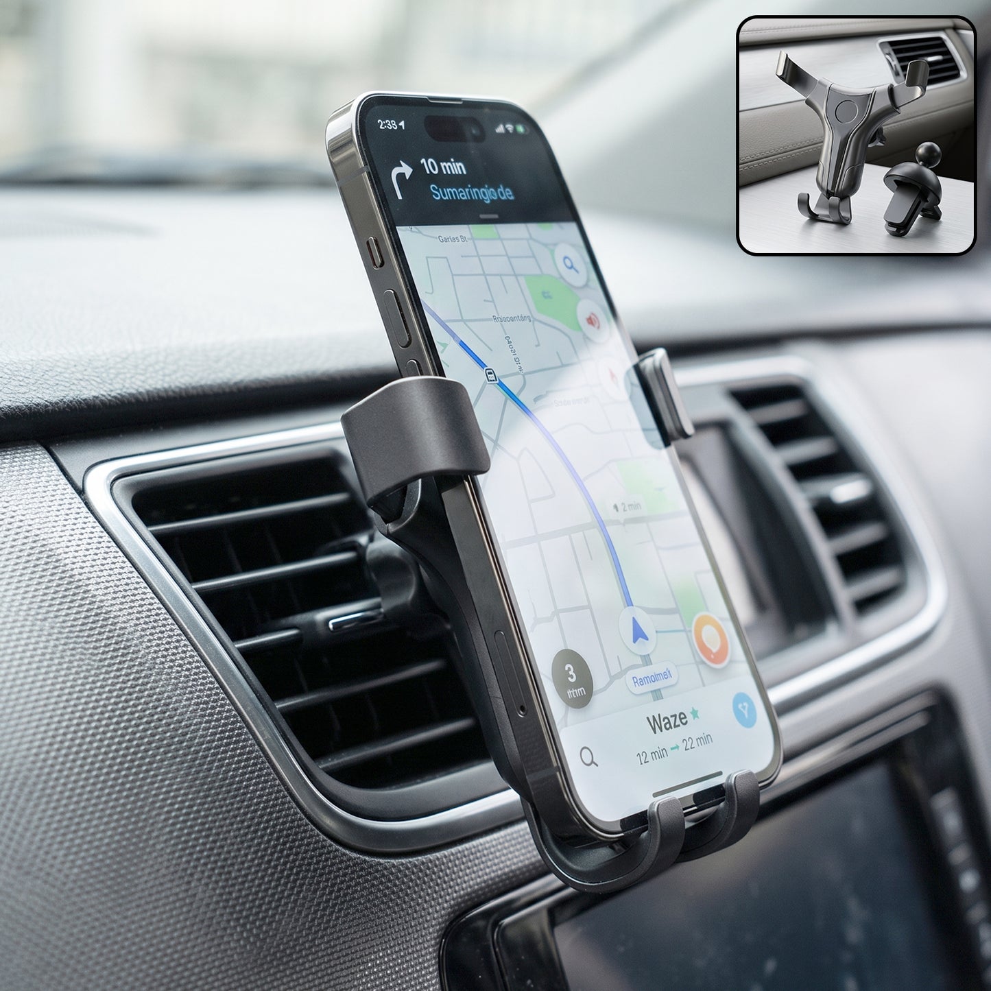 Universal car air vent mobile phone holder with gravity auto lock