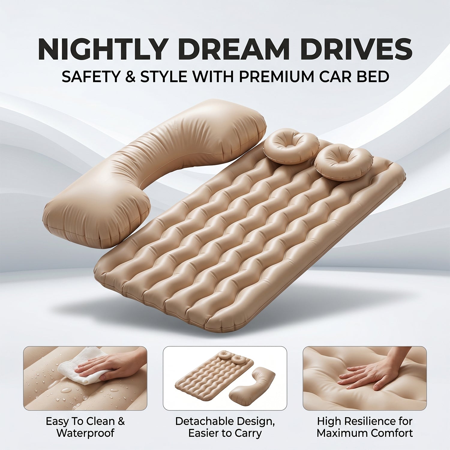 Car air mattress on back seat showing fit