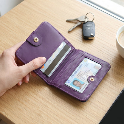 Compact PU Leather Bifold Wallet with Coin Zip Card Slots and ID Window (1 Pc)