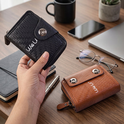 Black Zip-Around Card Holder Wallet – Secure Multi-Card Organizer