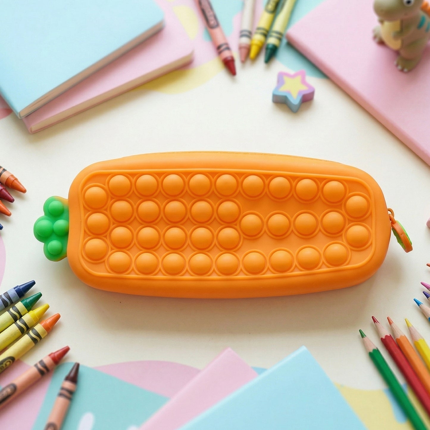 Pop It silicone pencil pouch showing bubble fidget surface
