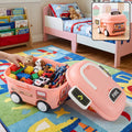 Fire Truck Kids Toy Storage Box with Lid and Wheels for Bedroom (1 Pc)