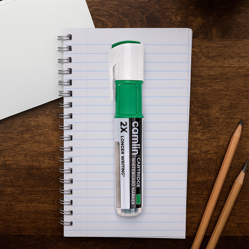Camlin Cartridge Whiteboard Marker – Green Color Long-Lasting Writing Refillable Markers (Pack of 5)