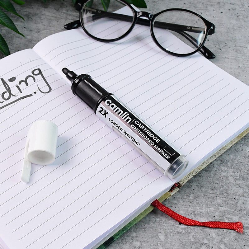 Camlin Cartridge Whiteboard Marker Long-Lasting Black Refillable Markers (5pc)