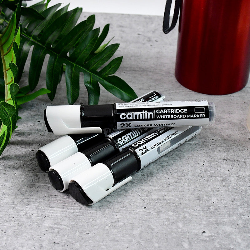 Camlin Cartridge Whiteboard Marker – Black Color Long-Lasting Writing Refillable Markers (Pack of 5)
