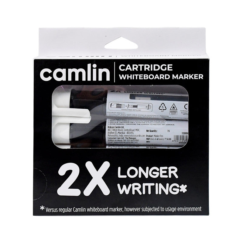 Camlin Cartridge Whiteboard Marker – Black Color Long-Lasting Writing Refillable Markers (Pack of 5)