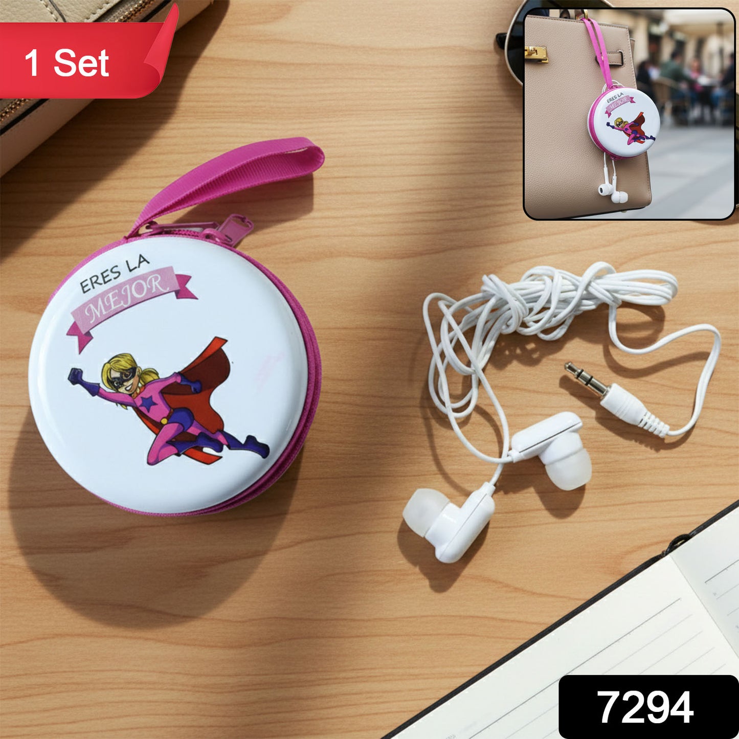 Earphone case showing zipper closure