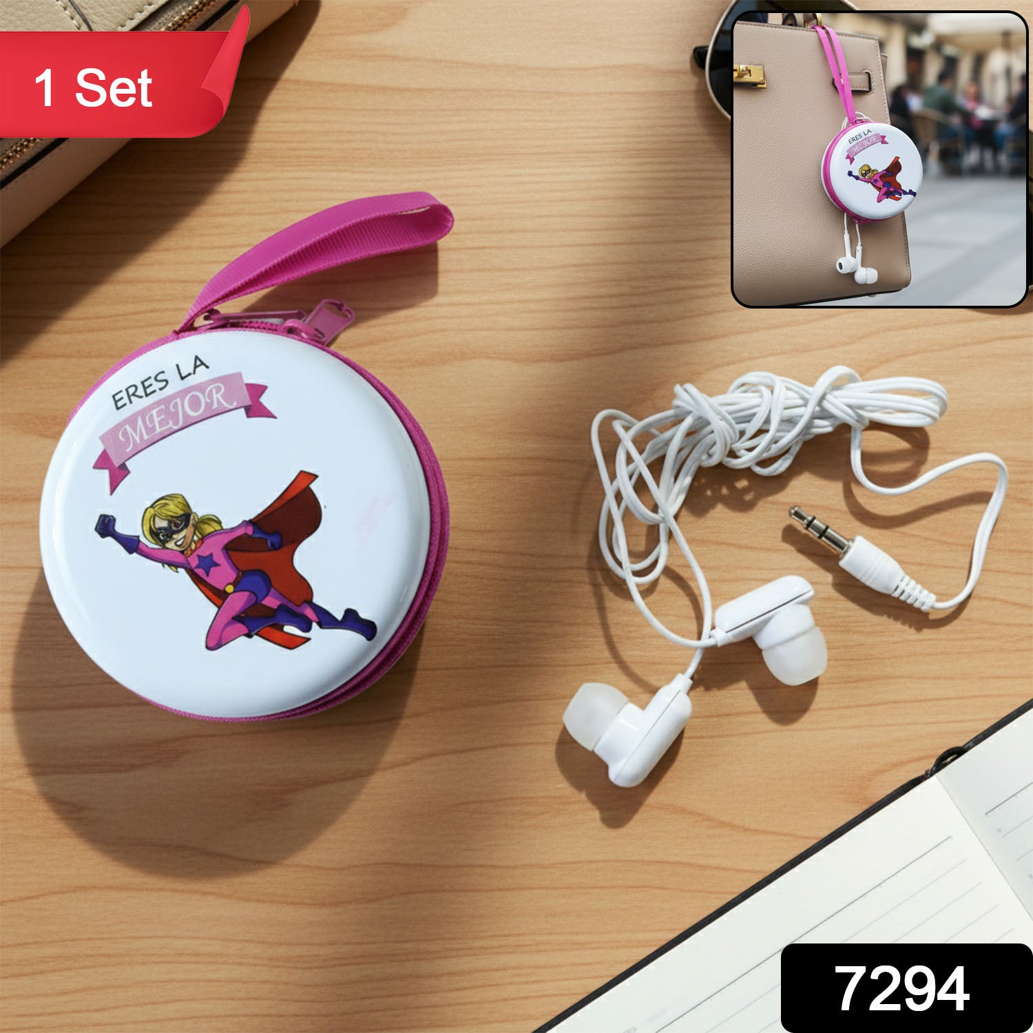 Earphone case showing zipper closure