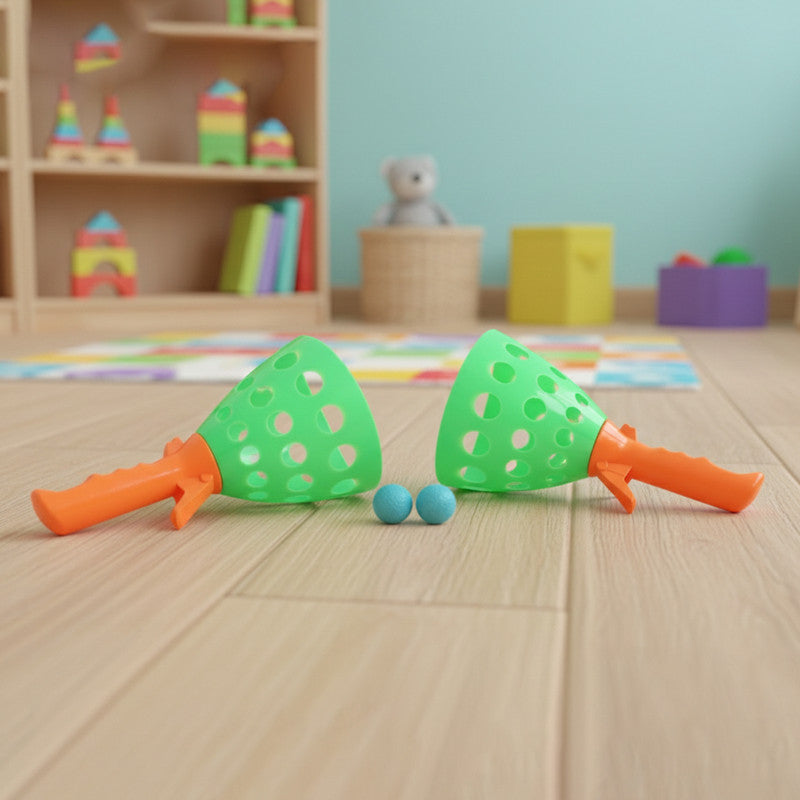 Catch Ball Game for Kids | Two Bouncer Handlers & Rubber Balls | 3+ Age