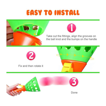 Catch Ball Game for Kids | Two Bouncer Handlers & Rubber Balls | 3+ Age