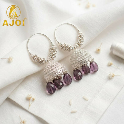 Elegant Silver with Emerald Drops