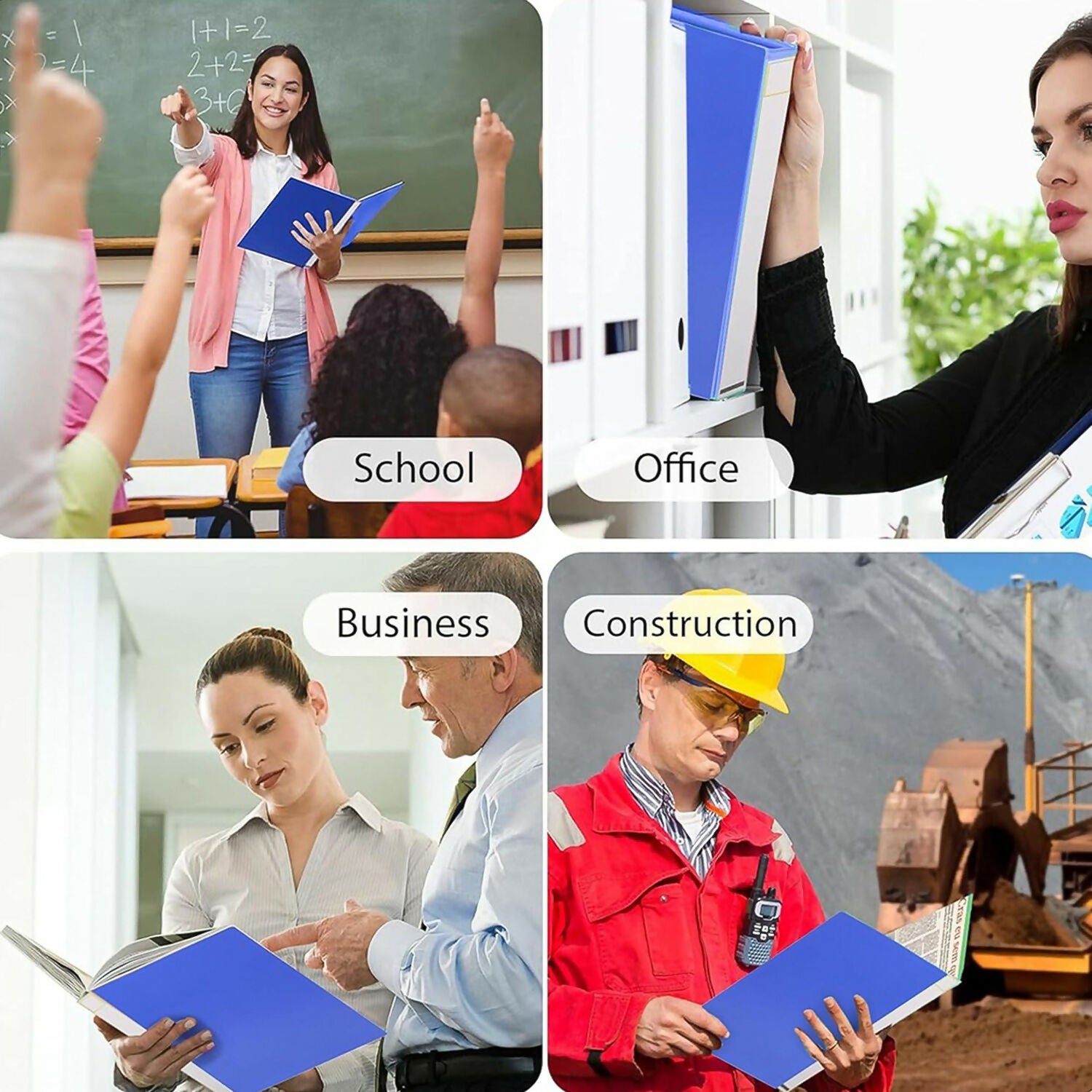 Aerotix A4 2-D Ring Binder File Folder with Inside Pocket for School, Office