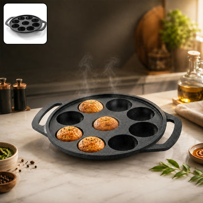 Heavy duty cast iron appam patra with dual side handles