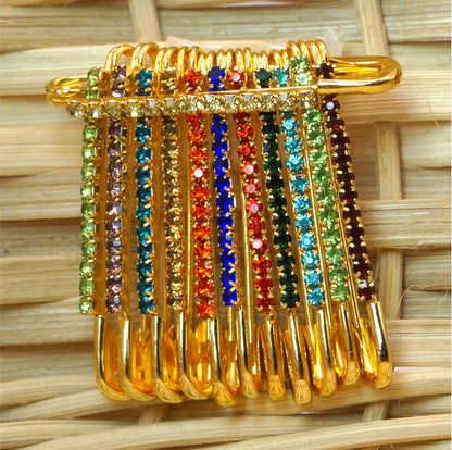 Multicolor Stone Gold Plated Saree Pin for Women & Girls