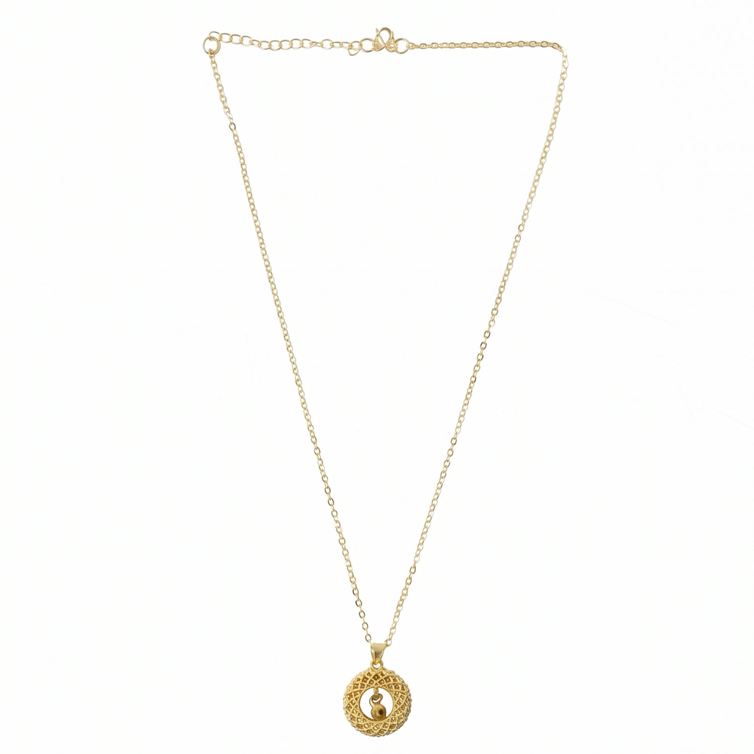 detailed view of golden pendant design