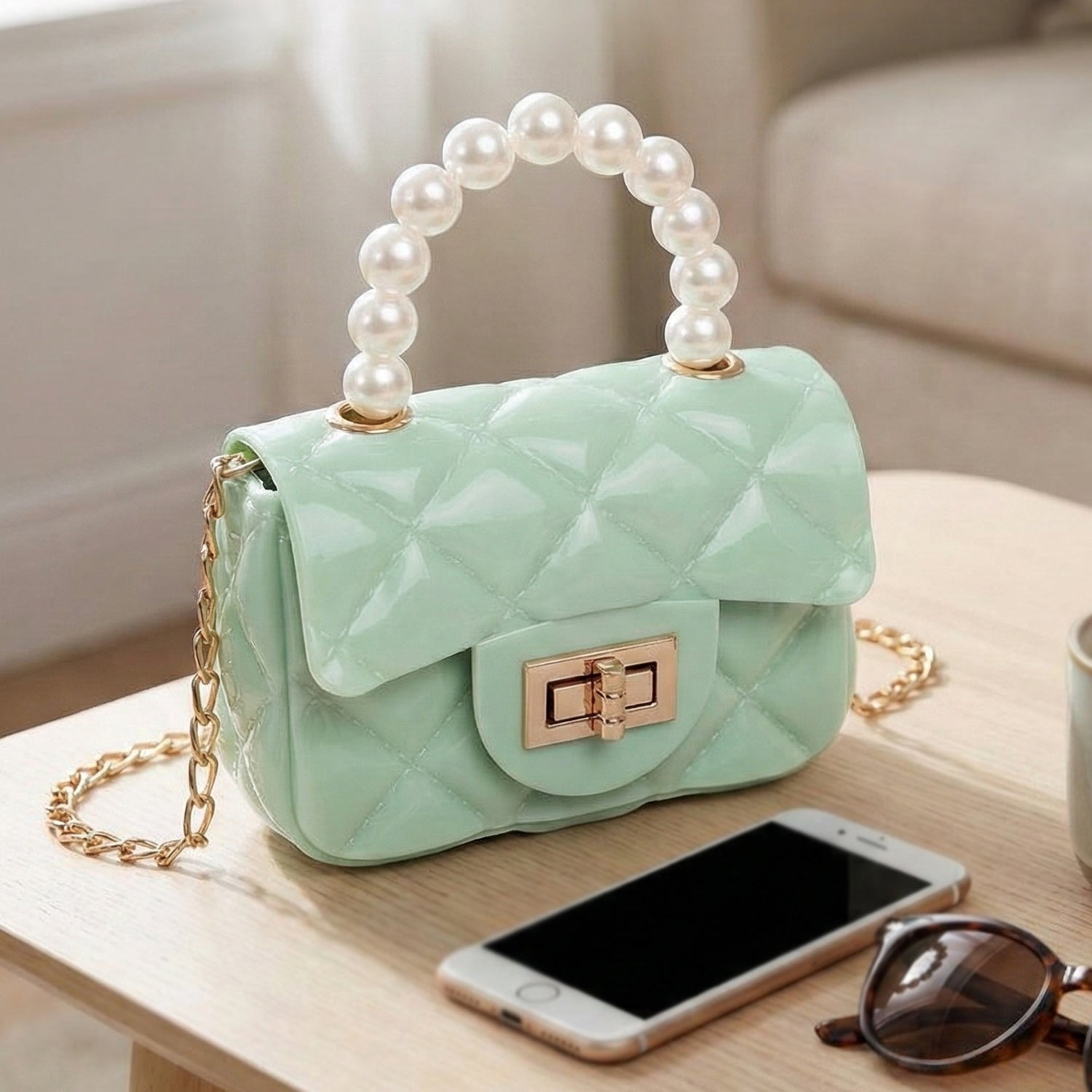 Elegant Quilted Mini Handheld & Sling Fashion Handbag (1 PC)