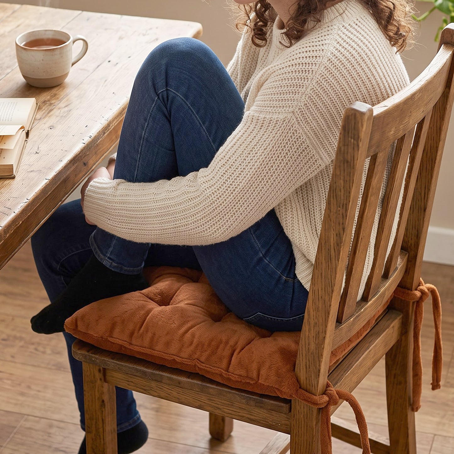 Comfortable Chair Cushion 38x38 Cm with Tie Straps Seat Pad (1 Pc)