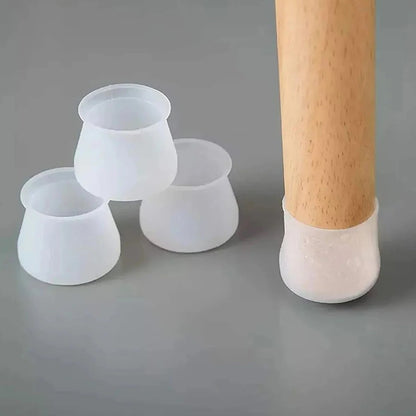 Transparent silicone pads fitted on furniture legs