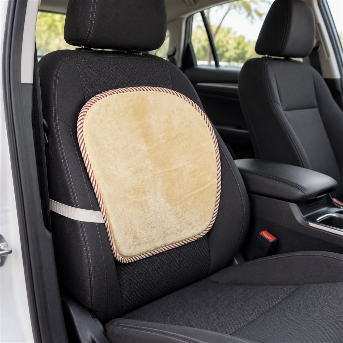 Car Seat Backrest Cover with Mesh Backing and Elastic Strap (1 Pc, 43 x 40 Cm)