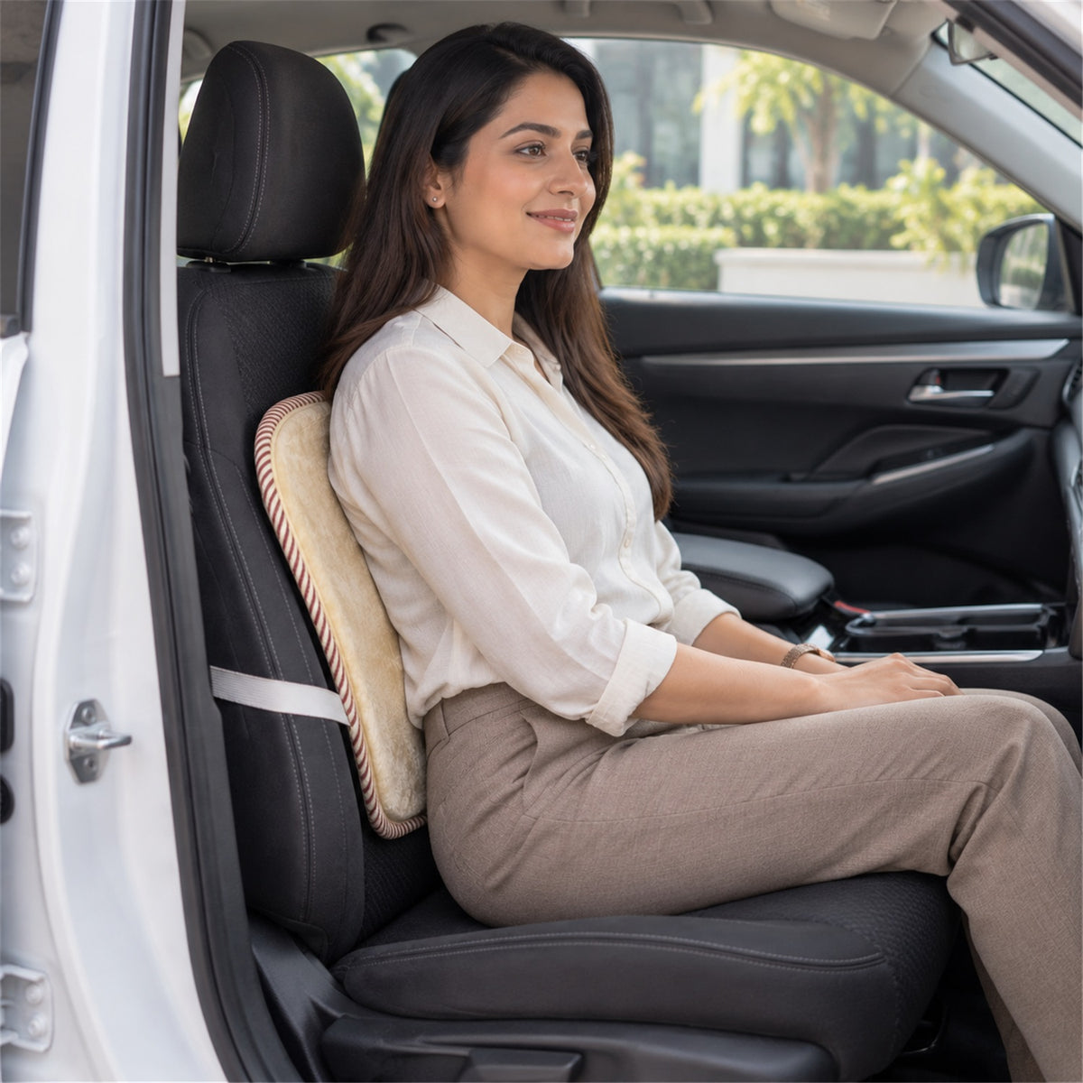 Car Seat Backrest Cover with Mesh Backing and Elastic Strap (1 Pc, 43 x 40 Cm)