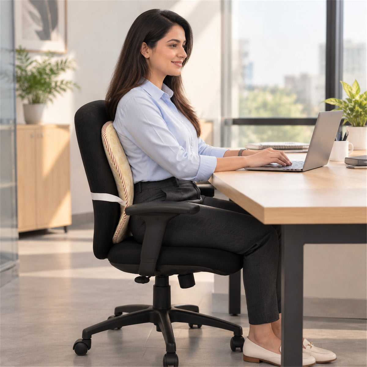 Car Seat Backrest Cover with Mesh Backing and Elastic Strap (1 Pc, 43 x 40 Cm)