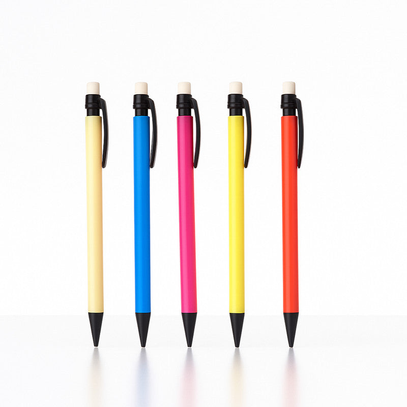 Camlin Champ Mechanical Pencil 0.7 mm – Smooth Writing Pencils with Eraser & Clip (Assorted Colours, 5Pc Pack)