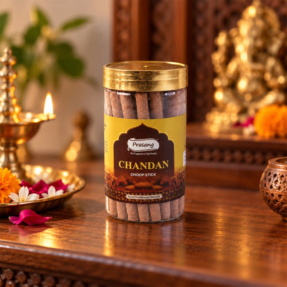 Chandan Dhoop Sticks Jar for Daily Puja Prayer and Home Fragrance Use (100 Gm)