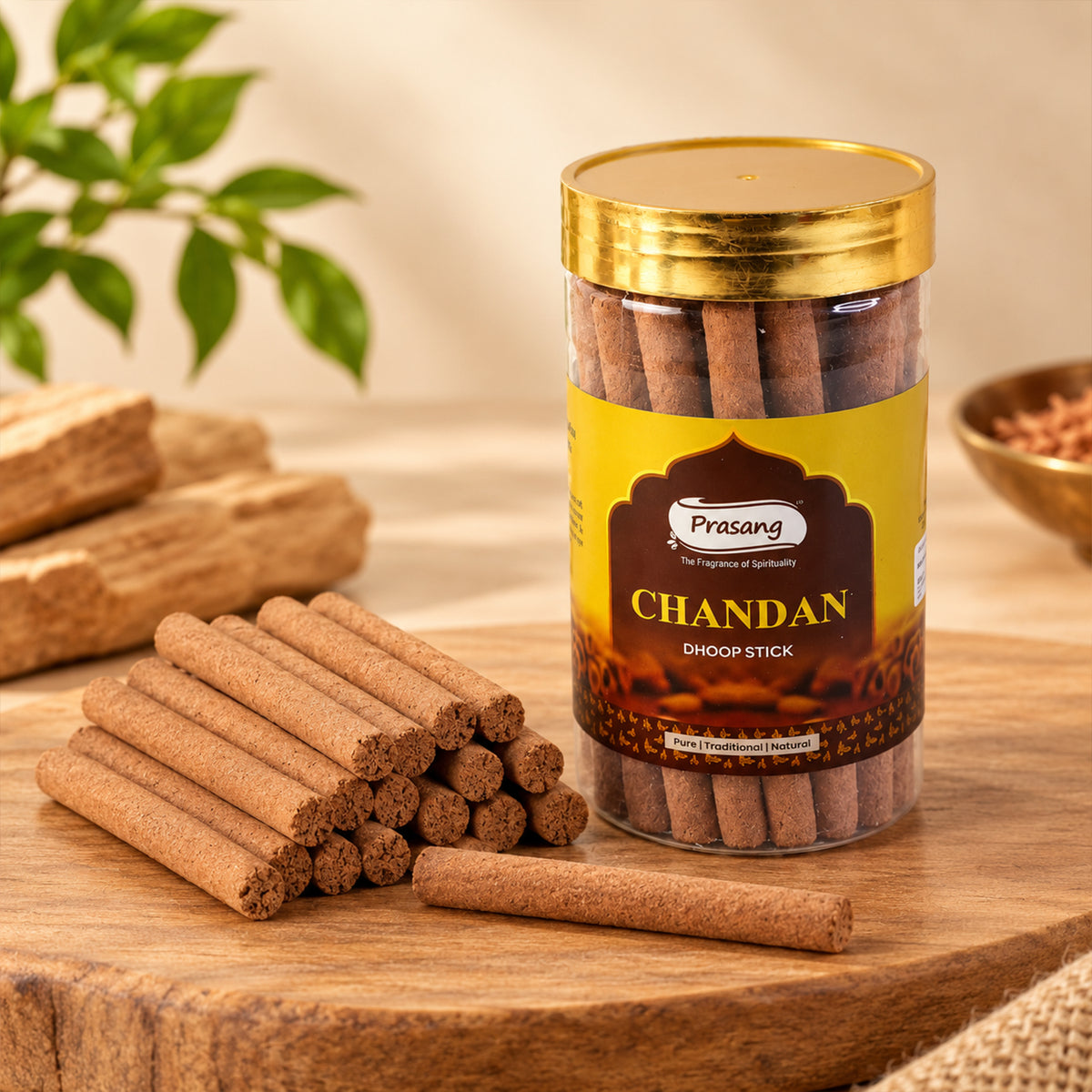Chandan Dhoop Sticks Jar for Daily Puja Prayer and Home Fragrance Use (100 Gm)