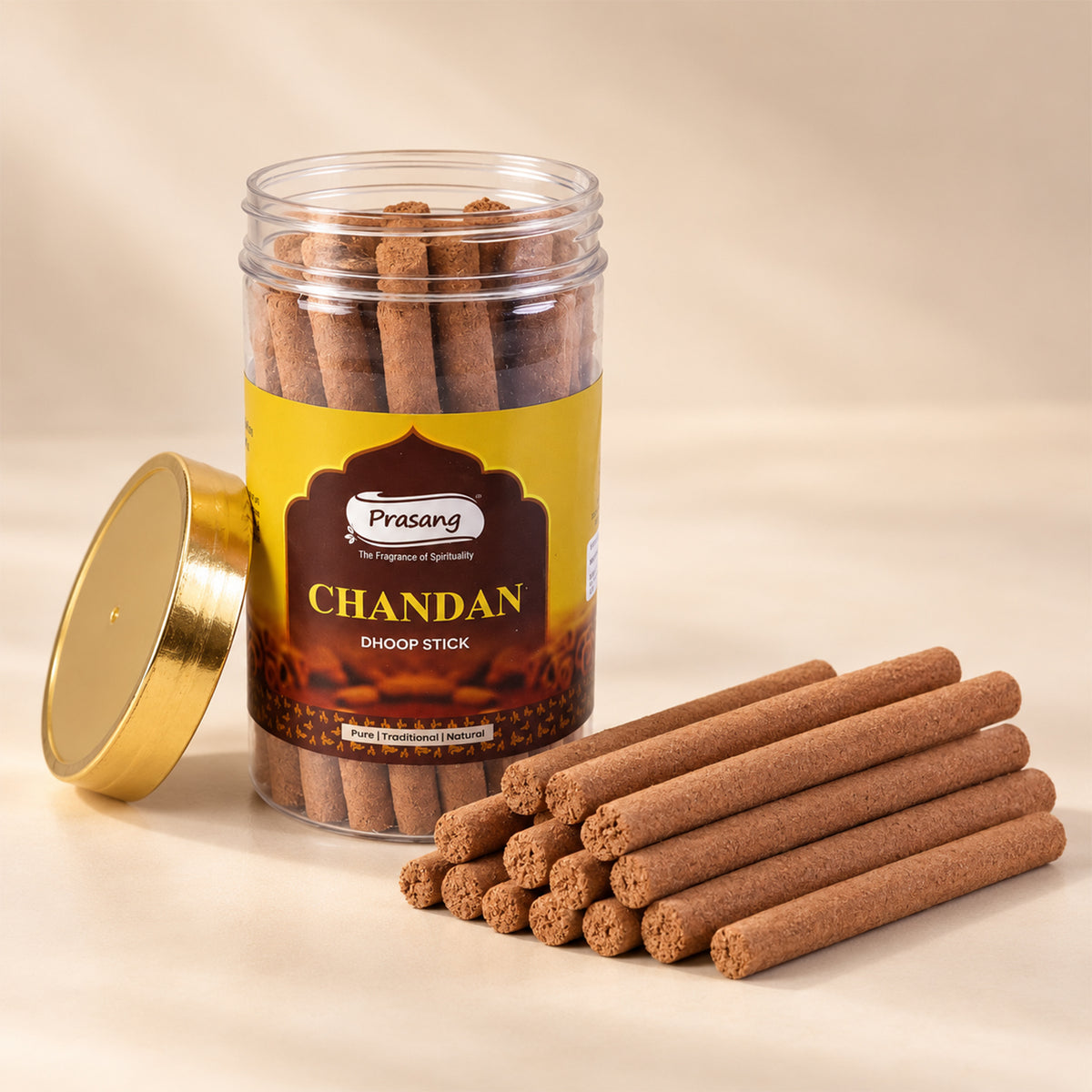 Chandan Dhoop Sticks Jar for Daily Puja Prayer and Home Fragrance Use (100 Gm)