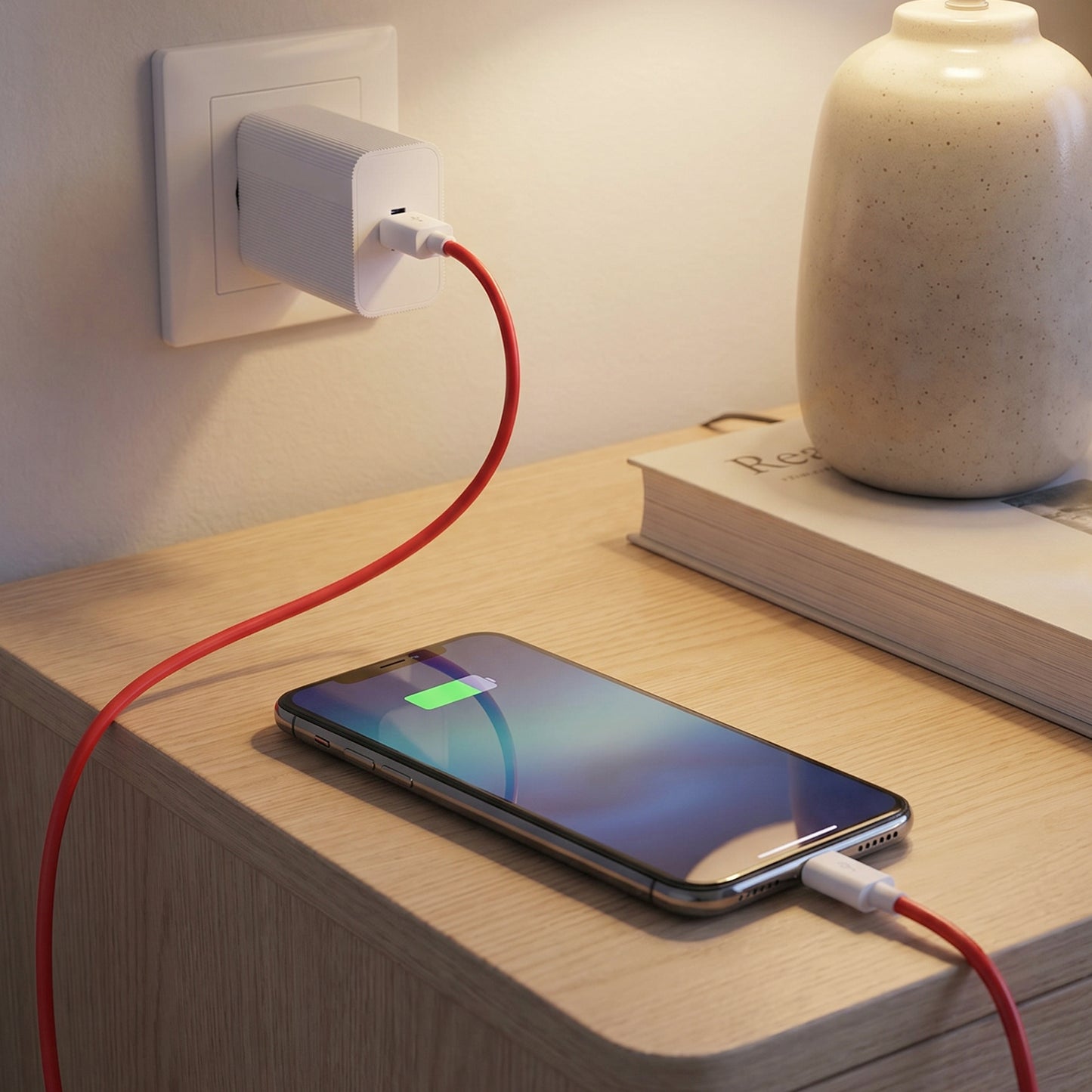 Close-up of 68W fast charging wall adapter plug