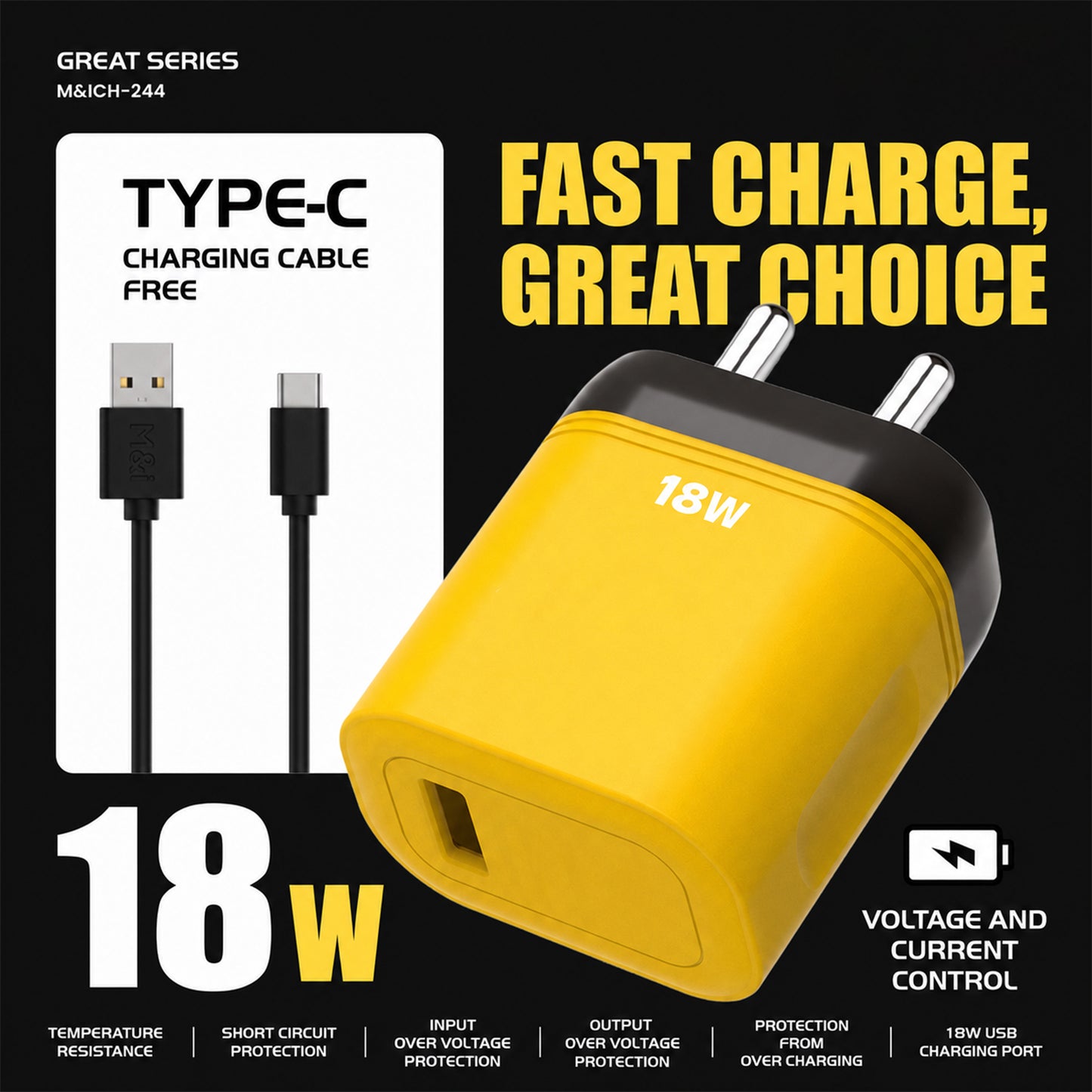 Compact wall charger inserted into wall socket