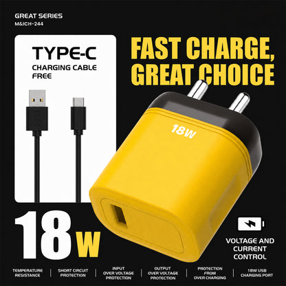 Compact wall charger inserted into wall socket