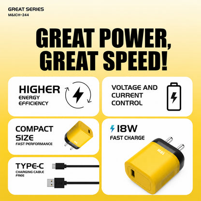 Charger with cable attached, placed on surface
