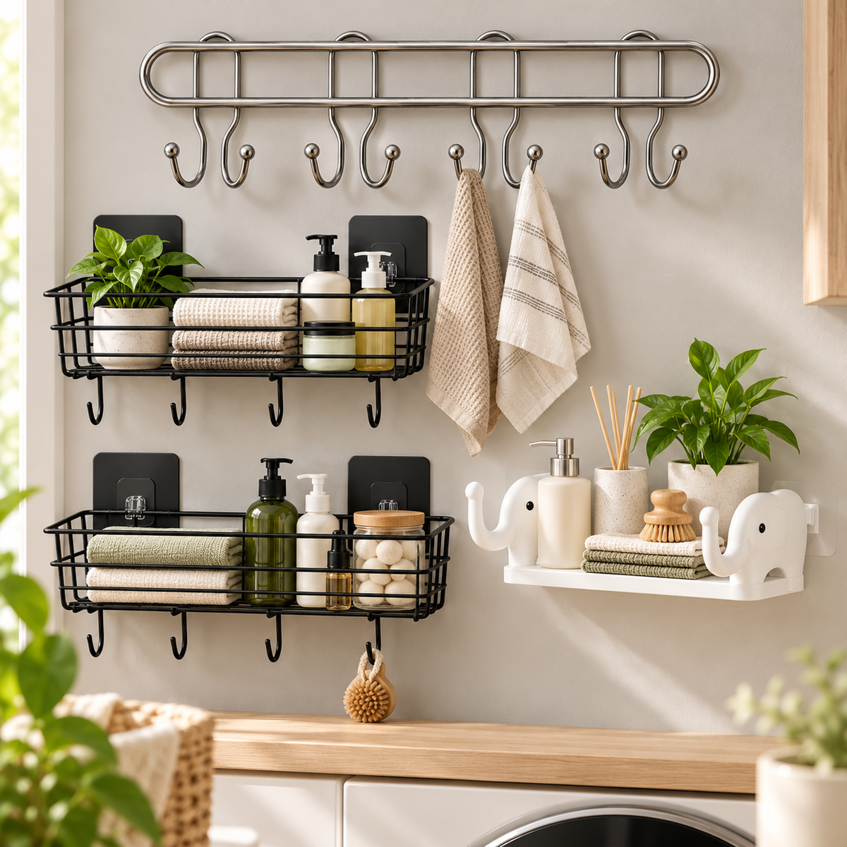 Wall Mounted Bathroom Storage Organizer Combo for Home – 3 Pc