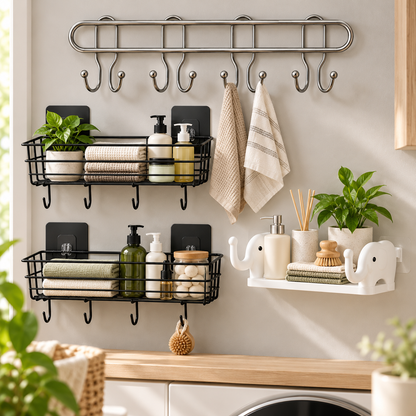 Wall Mounted Bathroom Storage Organizer Combo for Home – 3 Pc