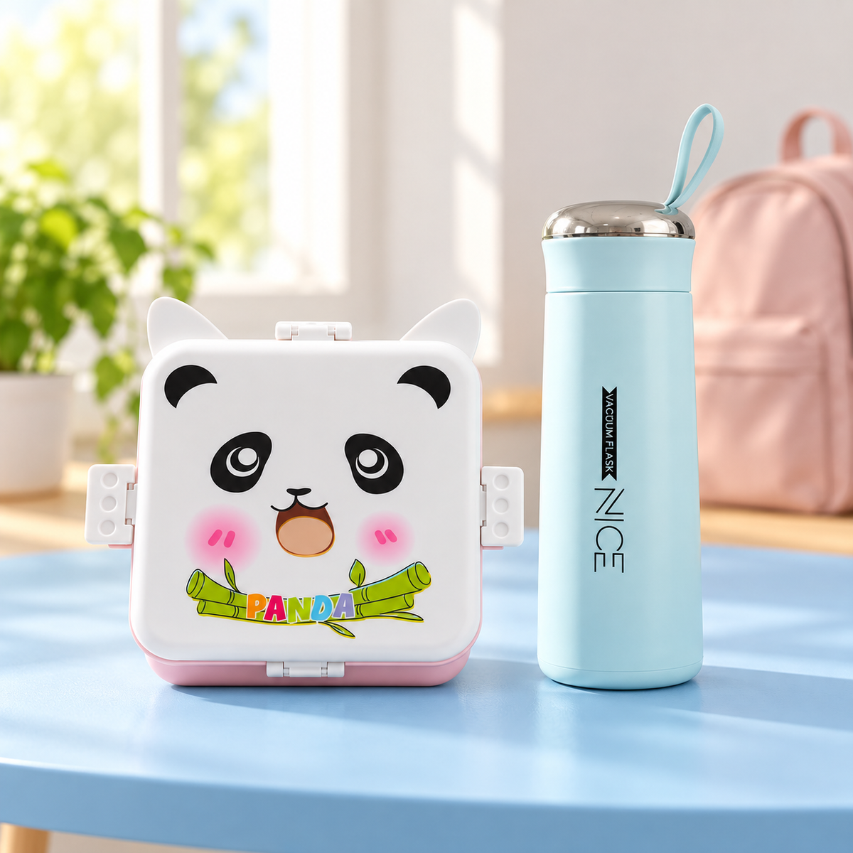 Kids Lunch & Hydration Combo – Panda Lunch Box with Vacuum Insulated Water Bottle
