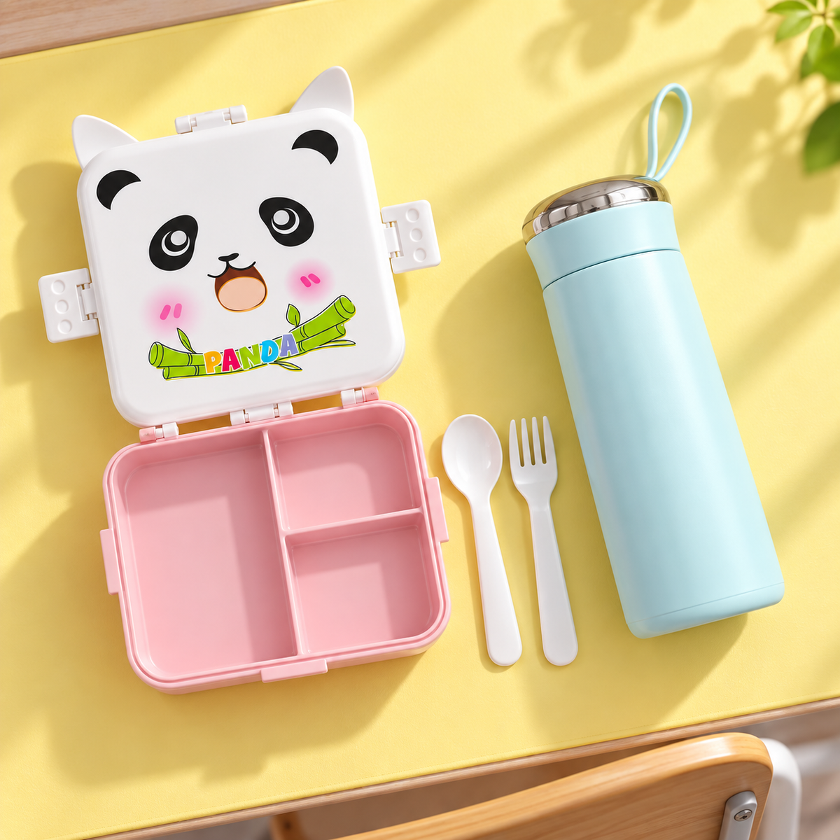 Kids Lunch & Hydration Combo – Panda Lunch Box with Vacuum Insulated Water Bottle