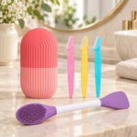 Skincare & Grooming Combo – Ice Roller, Facial Razors & Dual-Sided Silicone Cleansing Brush