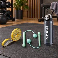 Fitness Essentials Combo – Sports Water Bottle, Resistance Band & Figure-8 Exercise Band